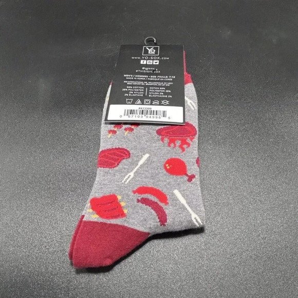 Yo Sox Socks Mens 7-17 Grey The Grill Master Gift Father's Day Christmas Pull On - Picture 4 of 5